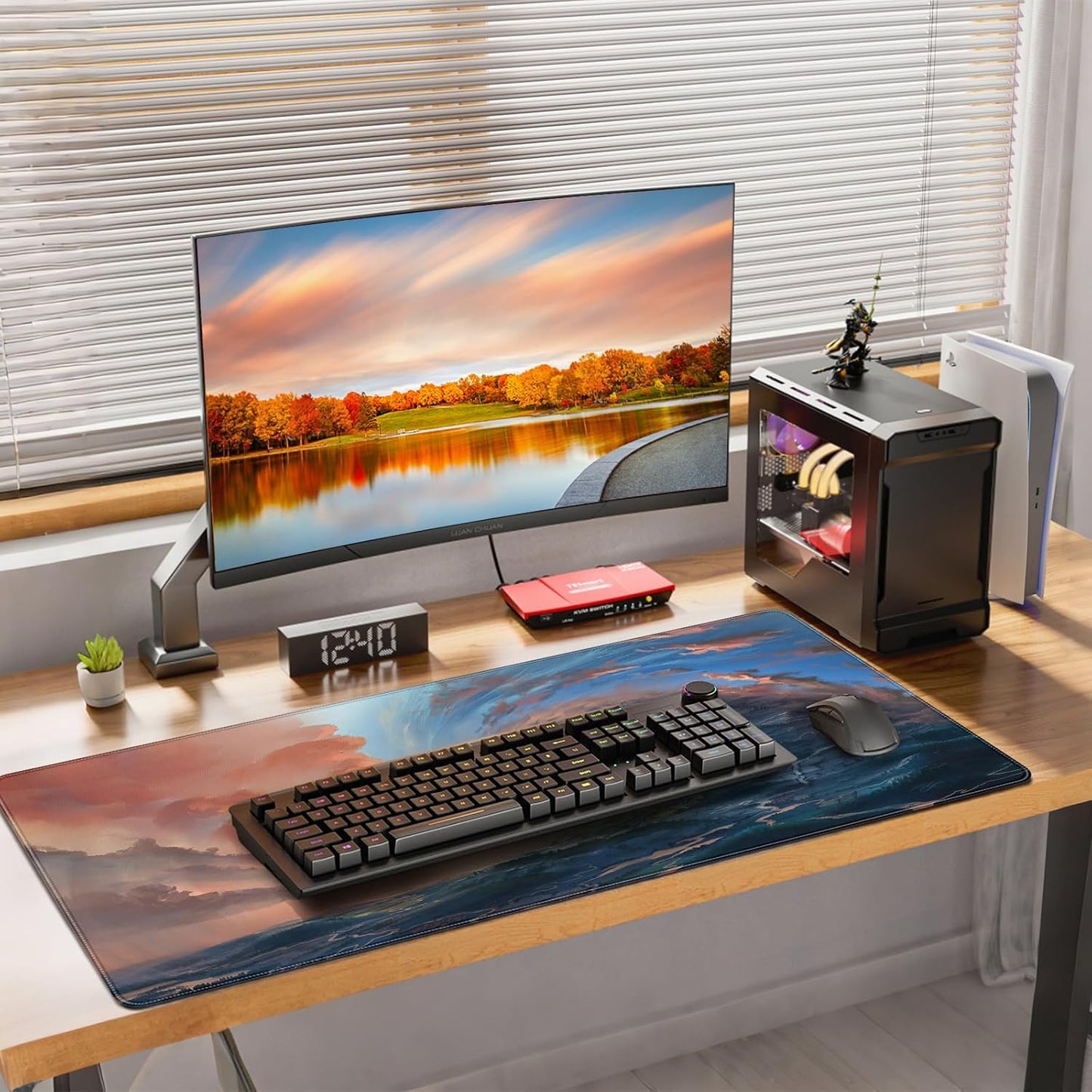 35.4 x 15.7 inches, Large Desktop Mouse pad, Keyboard and Mouse Pads for Work and Home Computers, and Large Laptop Mouse mat，Waves and Sunsets