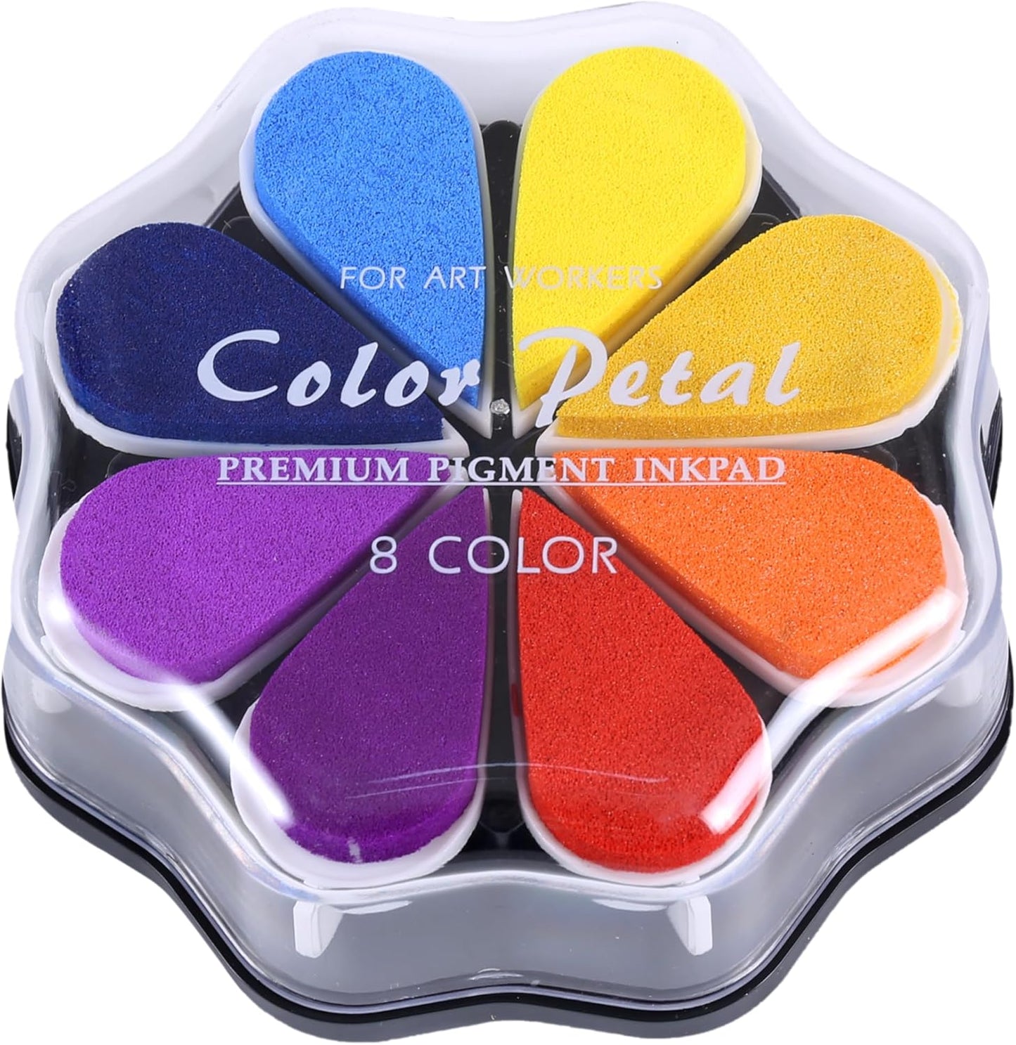 YPSelected 8 Assorted Multi Colours Waterdrop Shaped Craft Rubber Stamps Petal Ink Pads for Paper Wood Fabric (Set 1026)