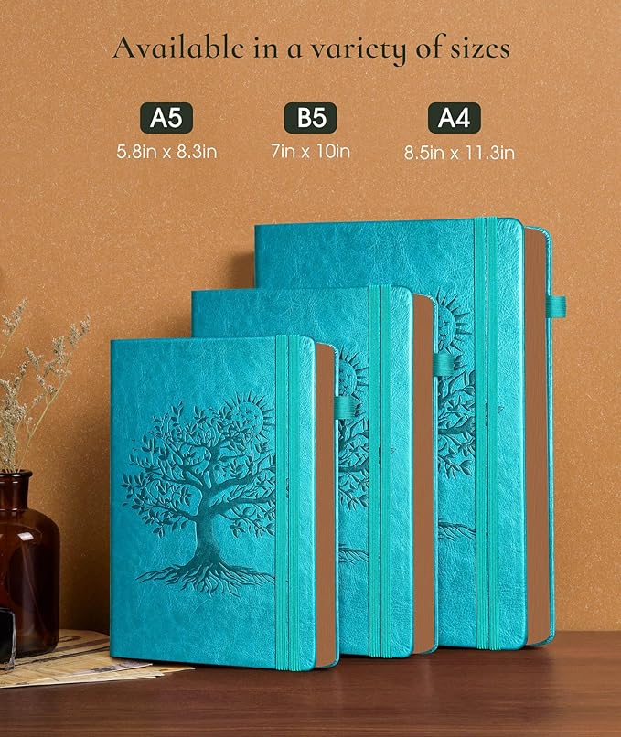 Vintage Leather Journal - 300 Page Lined Journal Notebook with Numbered Pages,A5 Notebook for Women Men,Travel Diary,Daily Journal for Writing, Note Taking, School & Work (5.8" x 8.3")