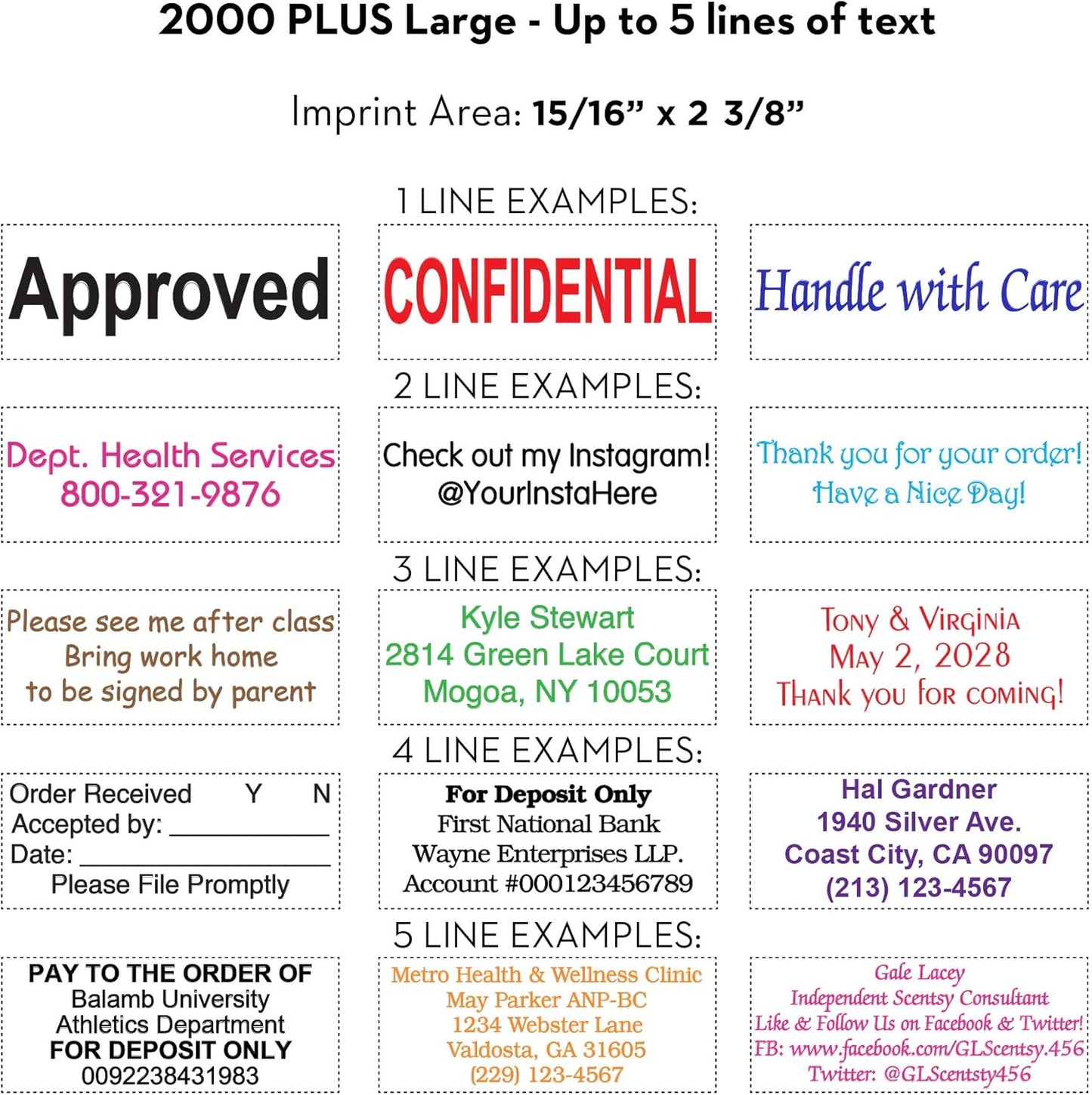 COLOP Large Size Self Inking Custom Text Stamp - Choose from Many Fonts & 15 Ink Colors