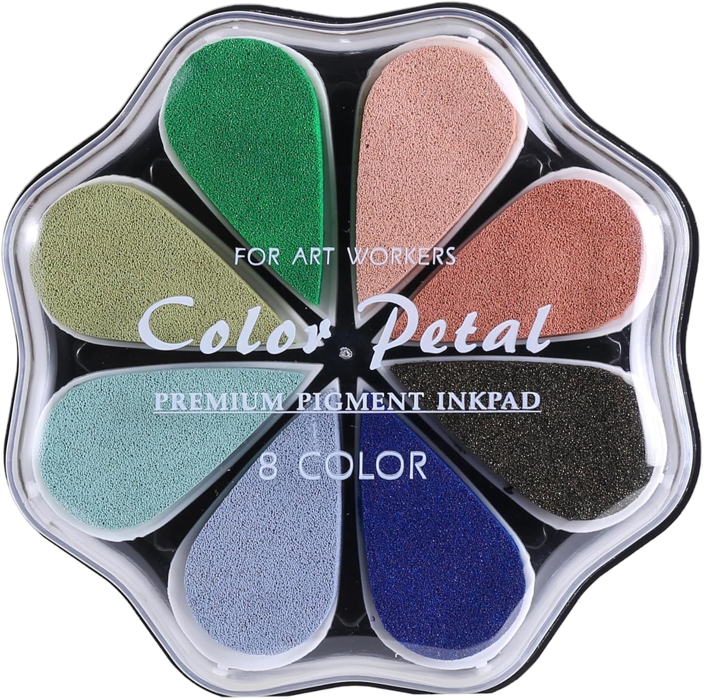 YPSelected 8 Assorted Multi Colours Waterdrop Shaped Craft Rubber Stamps Petal Ink Pads for Paper Wood Fabric (Set 1023)