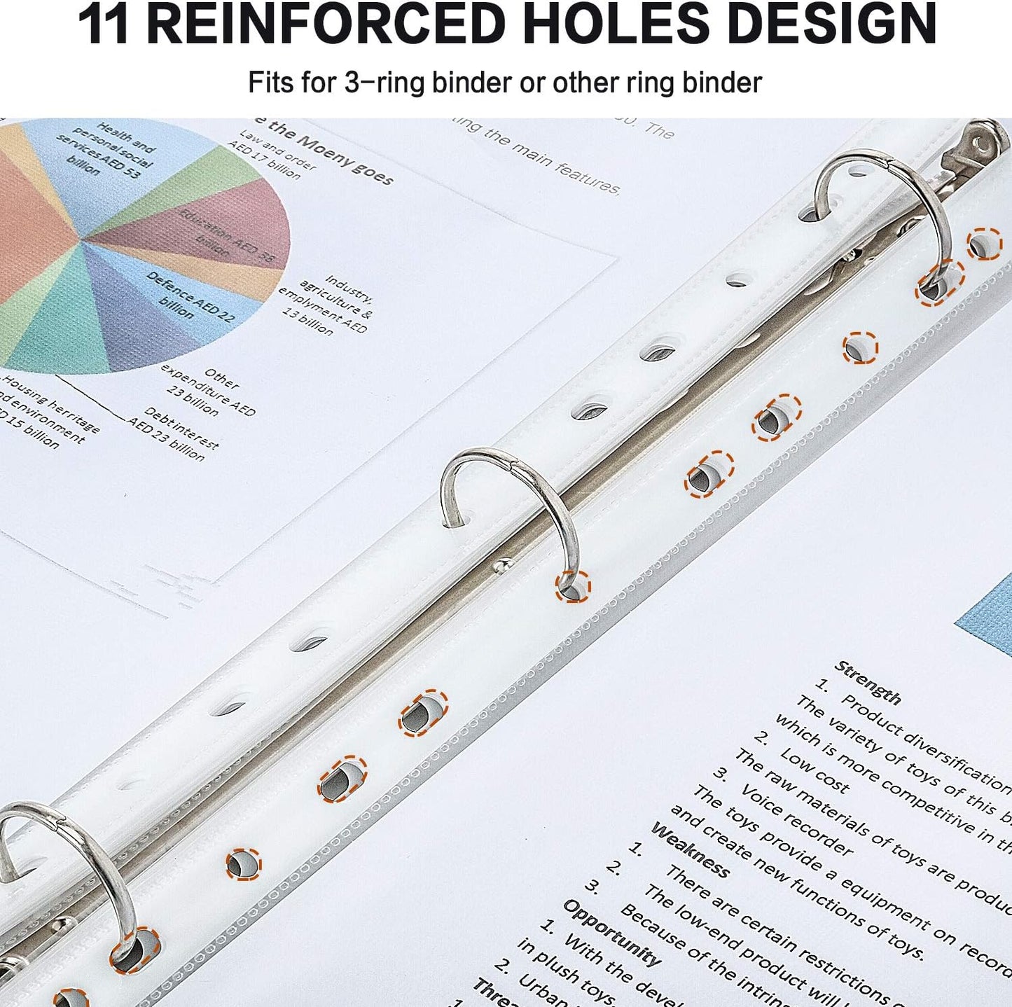 Sheet Protectors, PANDRI 400 Pack Clear Heavy Duty Plastic Page Protectors Sheet Reinforced 11-Hole Fit for 3 Ring Binder Fits Standard 8.5 x 11 Paper, 9.25 x 11.25 Top Loaded, Excluding Acid