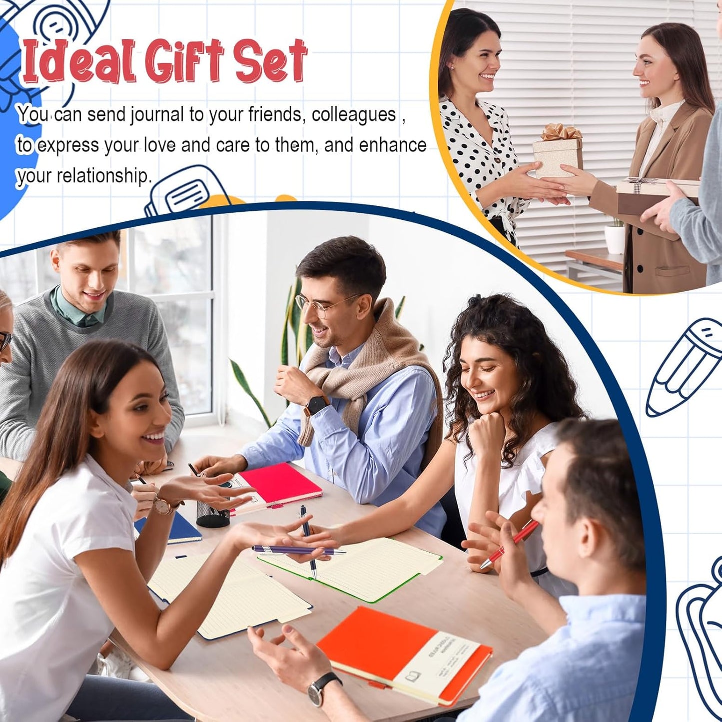 15 Pack Journal Notebook Bulk A5 Hardcover Notebook Classic Journal Set with Pen Holder with 15 Pcs Pens for School Business Work Travel Writing (Multicolor)