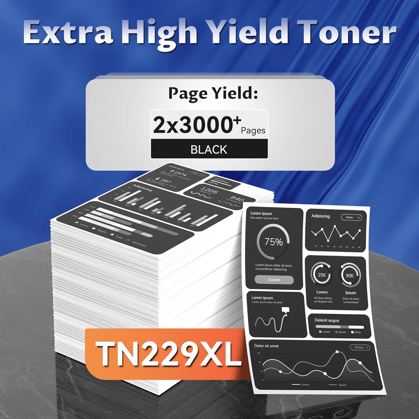 TN229XL Black Toner Cartridges High Yield Compatible for Brother TN229XL TN229 Toner Cartridges for Brother MFC-L3720CDW MFC-L3780CDW HL-L3280CDW HL-L3220CDW HL-L3300CDW HL-L3295CDW Printer(BK,2 Pack)