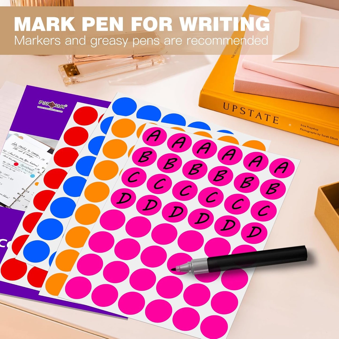 PARLAIM 1 inch Round Dot Sticker,760PCS Permanent Adhesive Multi Color Code Circle Sticker Labels for Office Classroom Garage Sale