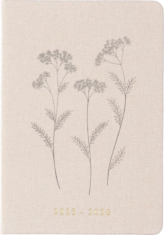 2025-2026 Eccolo 18 Month Linen Bound Planner, Monthly & Weekly Pages (5.25 x 7.75" - July 2025 to Dec 2026 - Delicate Floral)