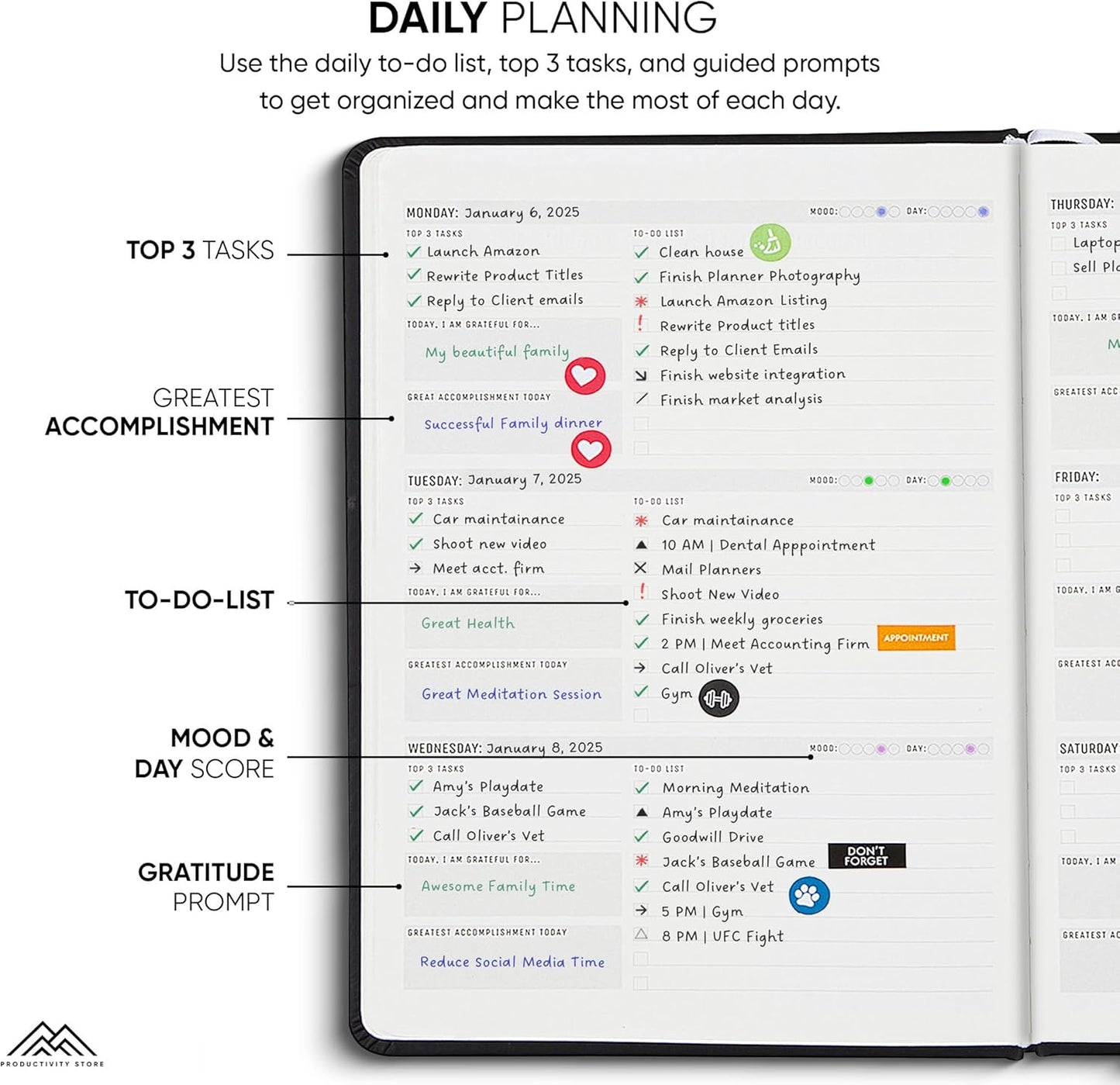Undated, 2025 Planner, 8.5" x 11" - The #1 Productivity Planner to Achieve Your 2025 Goals - Planner 2025-2026 by PRODUCTIVITY STORE (A4, BLACK)