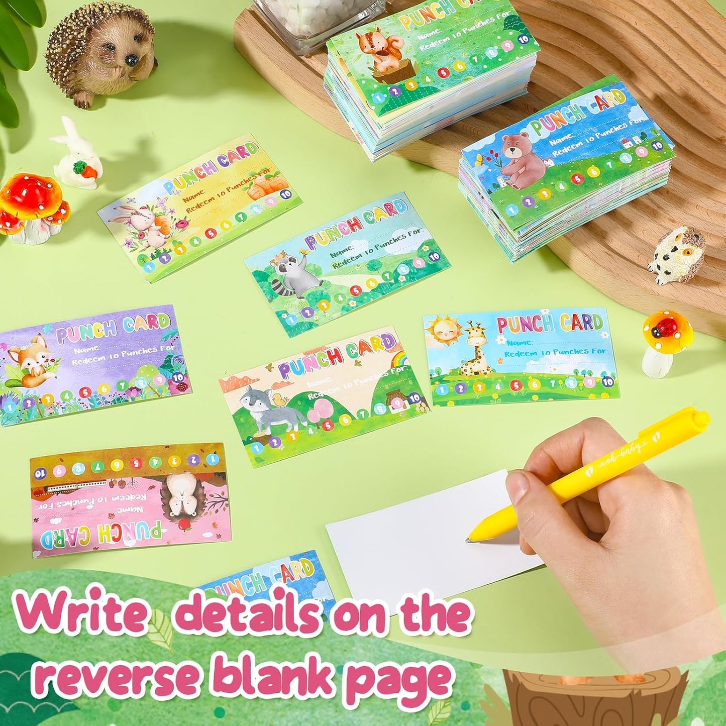 Fumete 400 Pcs Punch Cards for Classroom Reward Cards Behavior Incentive Loyalty Awards for Kids Students Teachers School Business, 8 Styles, 3.5 x 2 in(10 Cute Animal Punches Style)