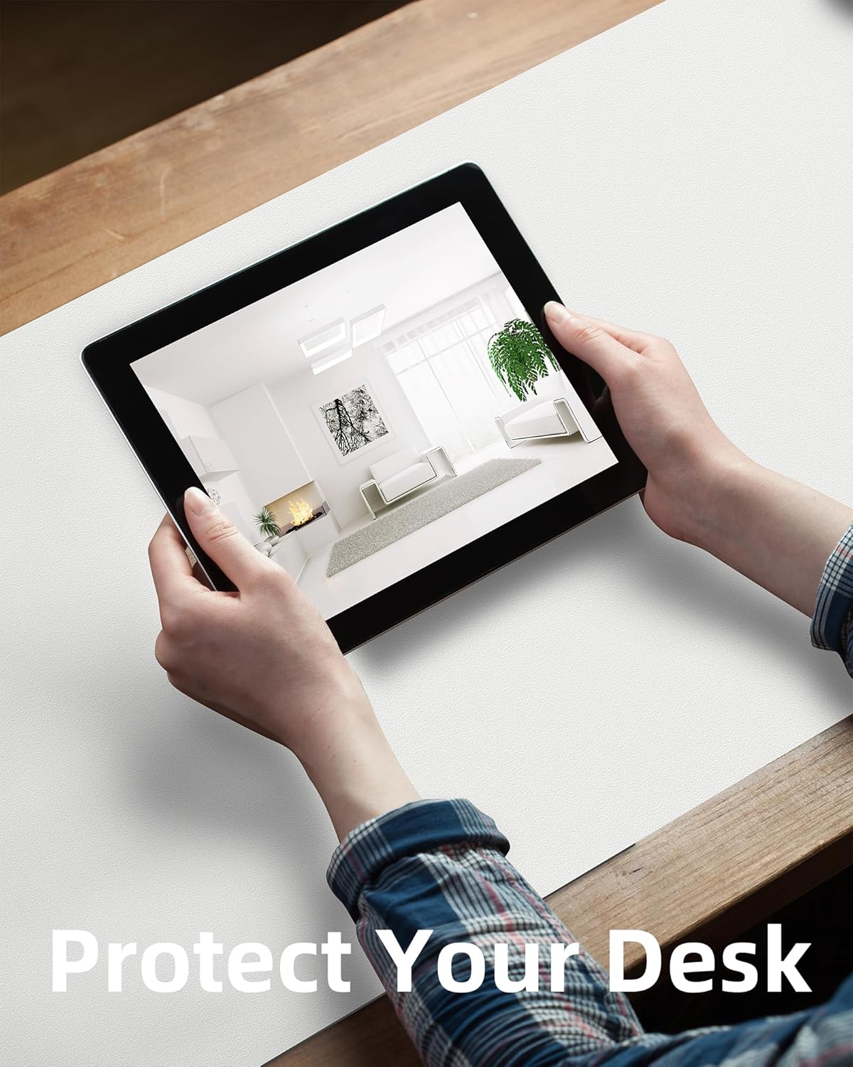 Large Desk Mat,55" x 17"Leather Desk Pad Protector,Large Mouse Pad,Office Desk Mat, Non-Slip PU Leather Desk Blotter, Laptop Desk Pad,Waterproof Desk Writing Pad for Office/Home/Decor(Ivory White)