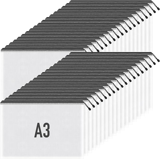 Umriox Mesh Zipper Pouch, 16.9x12.4 in (Black, 36 Packs), Zipper Bags, Board Game Storage Bags, Clear Zipper Pouches for Puzzles, Games, Cross Stitch Projects and Classroom Supplies