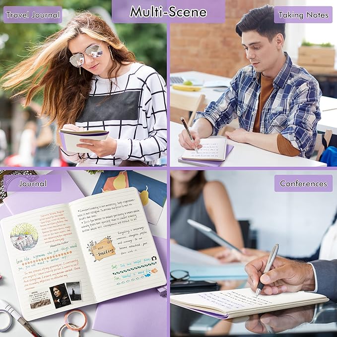 feela 8 Pack Soft Cover Journal Bulk, Notebooks College Ruled for Work, Lined Travel Journal for Women Men, Note Taking Notebook School Supplies Business Writing, 8.2” x 5.5”, A5, Light Purple