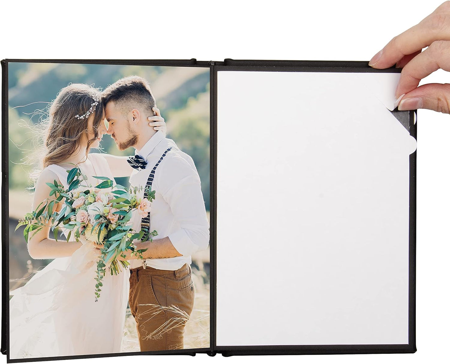 Neil Enterprises Inc. 6" x 8" Black Leather Self-Stick Photo Album - Holds 20 Photos