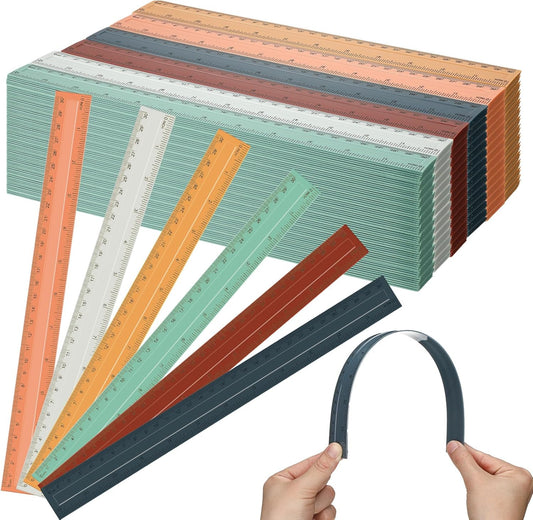 240 Pcs 12 Inch Plastic Rulers Bulk, Back to School Supplies, Assorted Colored Flexible Metric Rulers with Centimeters and Inches Measuring Tool for School Classroom Students(Boho)