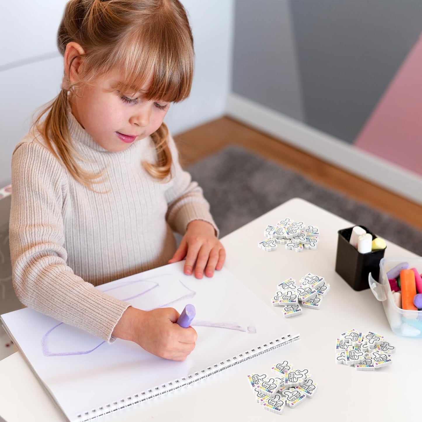 ANGOLIO 60Pcs Back to School Eraser You are Awesome Mini Inspirational Erasers Classroom Stationery for First Day of School Party Favors Student Prize Homework Rewards Gift Filling