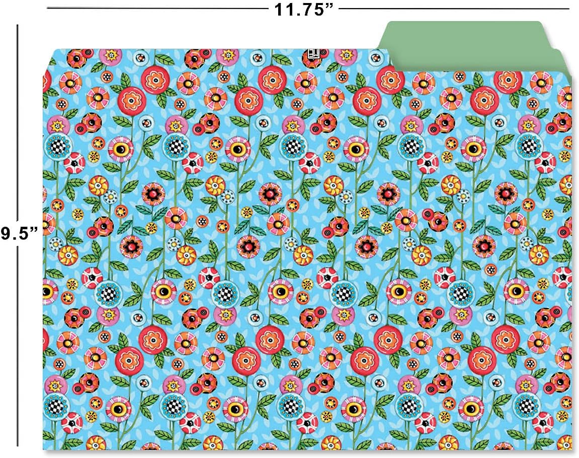 Current Mary Engelbreit File Folders Value Pack - Bulk Set of 24, 6 Pretty Decorative Designs, 1/3 Cut Tabs, Heavy-Duty Paper Stock, Office Supplies for Home & Work, 9-½” x 11-¾” Letter Size