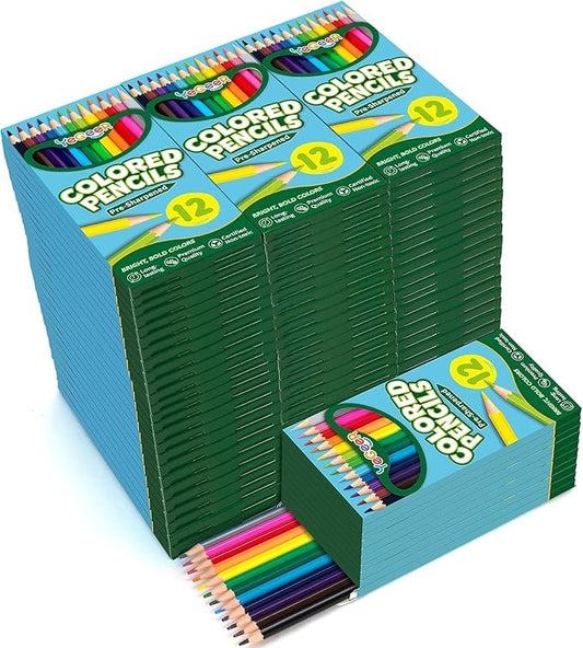 900 Count Colored Pencils Bulk, 12 Assorted Colors, 75 Packs Pre-sharpened Coloring Pencils Set for Kids and Adult, Teachers Essential Classroom Prizes, Back to School Supplies
