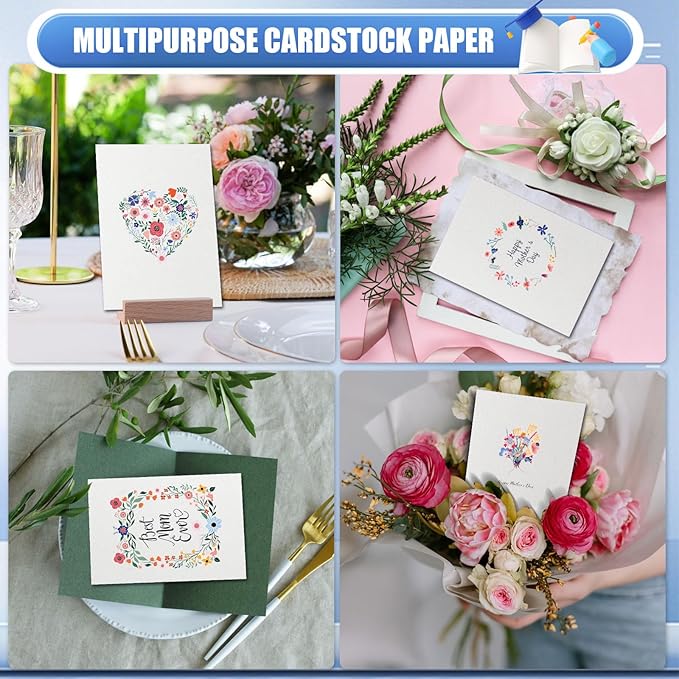 MixTeach 100 Sheets White Cardstock 8.5 x 11 Inch Thick Cardstock Paper, 250gsm/92lb Double Sided White Card Stock Printer Paper for Cards Making, Crafts, Scrapbook, Invitations, Drawing, Printing