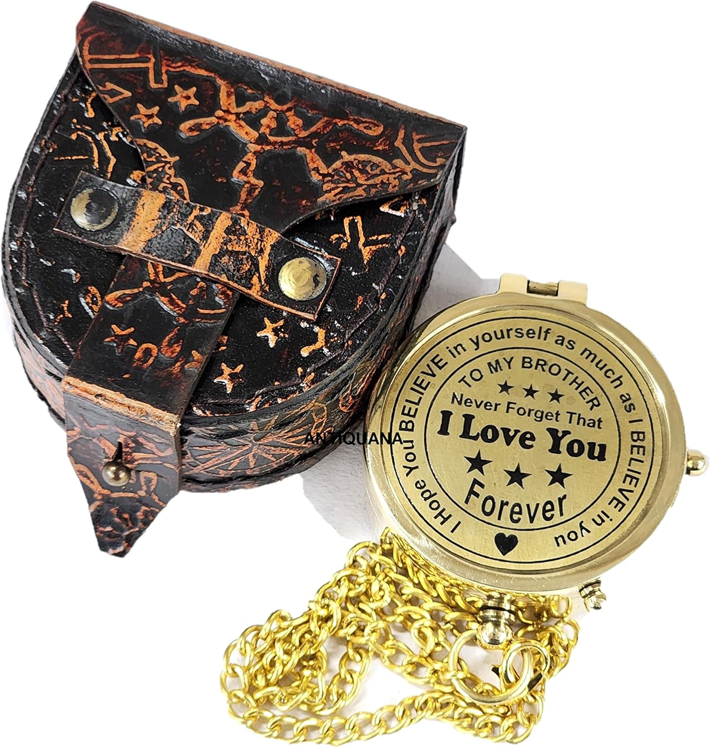 Brass Directional Engraved Compass, Baptism Gifts for Boys Girls, First Communion, Christian Gifts for Men, First Confirmation Gifts for Boys, Inspirational