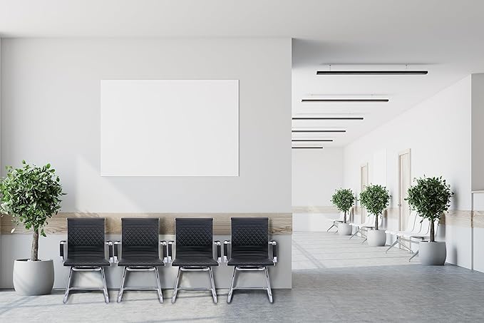 Office & Conference Room Chairs Set of 4 with Mid Back, Modern PU Leather Desk Chairs, Black