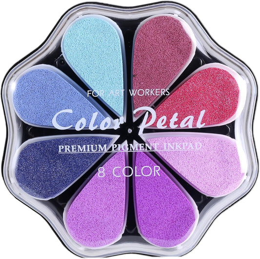 YPSelected 8 Assorted Multi Colours Waterdrop Shaped Craft Rubber Stamps Petal Ink Pads for Paper Wood Fabric (Set 1029)