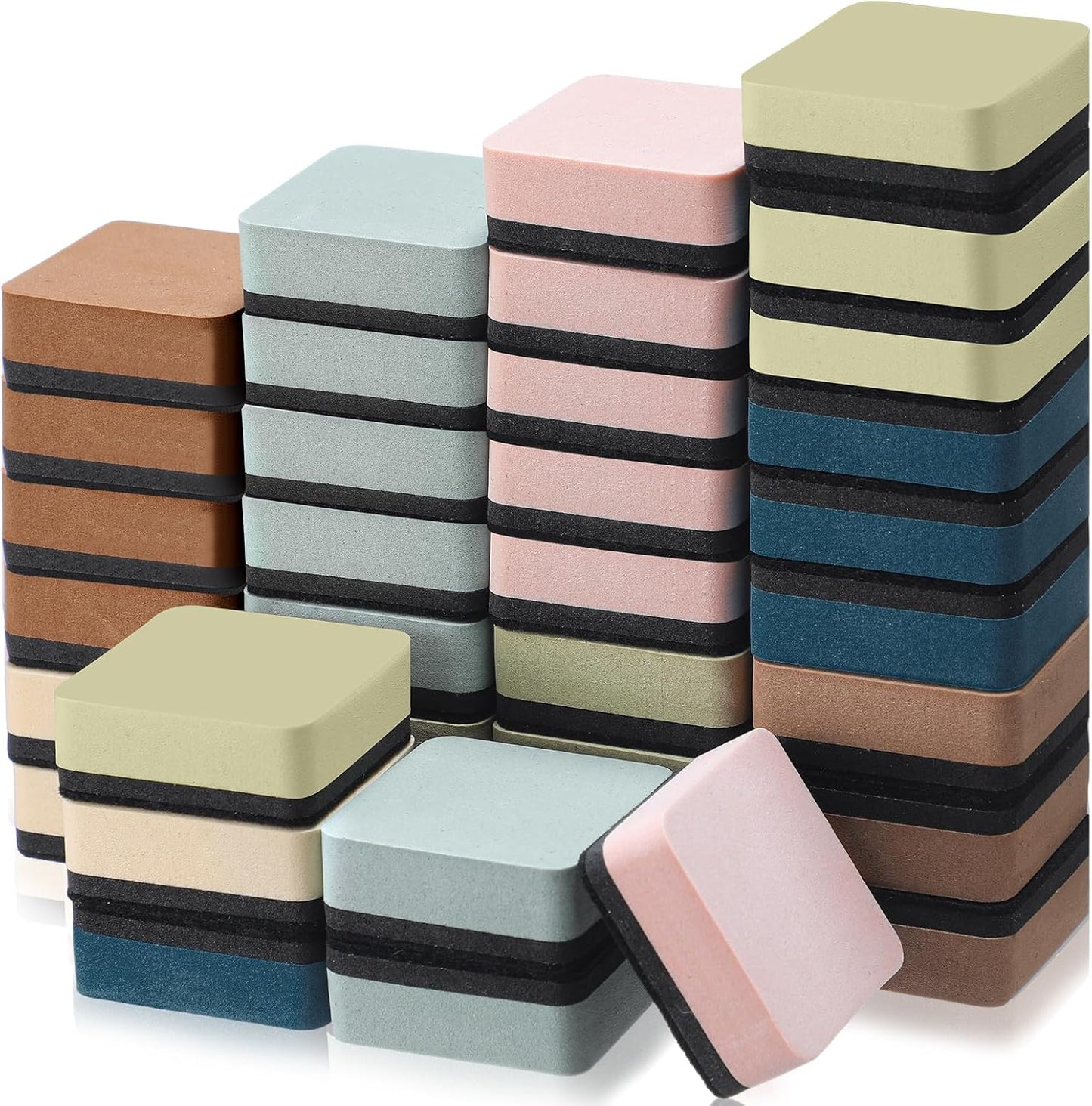 Marspark 48 Pack Mini Magnetic Whiteboard Eraser for Classroom Mini Dry Erase Board Erasers 6 Morandi Color Aesthetic Teacher Supplies Chalkboard Cleansers for School Classroom Office 2 x 2 Inch