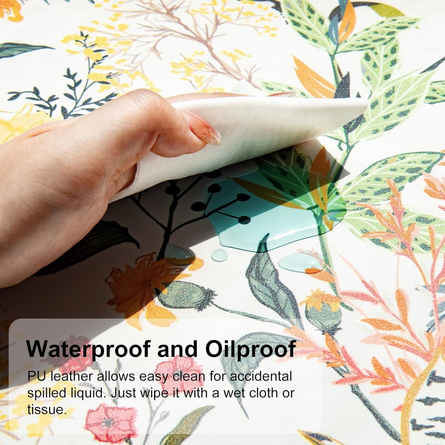 QIYI Floral Large Mouse Pad, Colorful Desk Mat for Desktop, Women Girls Desk Accessories Office Décor, PU Leather Waterproof Big Gaming Mousepad, Blooming Flowers Desk Pad Computer Mat, 31.5" x 15.7"