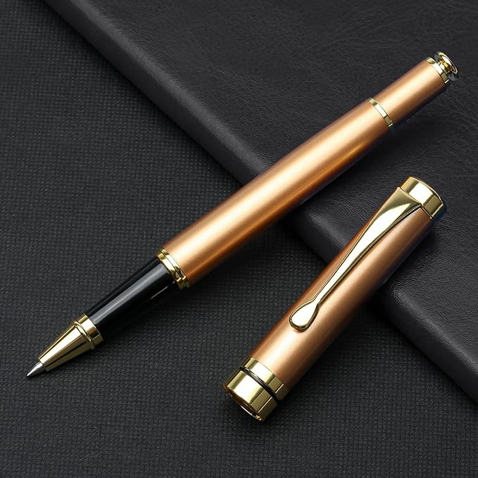 YIVONKA Luxury Ballpoint Pens Best Ball Pen Gift Set for Men & Women Professional Executive Office Nice BallPens Classy Gift Box Ballpoint Black Refill Line width 0.5mm (Rose Gold)