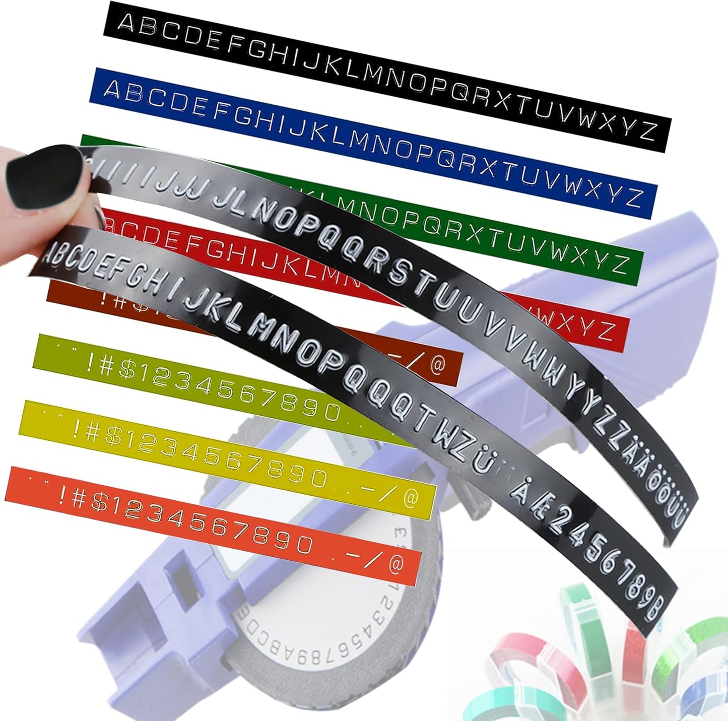 Label Maker Tape Compatible with Dymo Embossing Label Maker, 1/2''x 9.8' Colorful 3D Plastic Office Mate II Tape Compatible with Dymo Embossing 35800