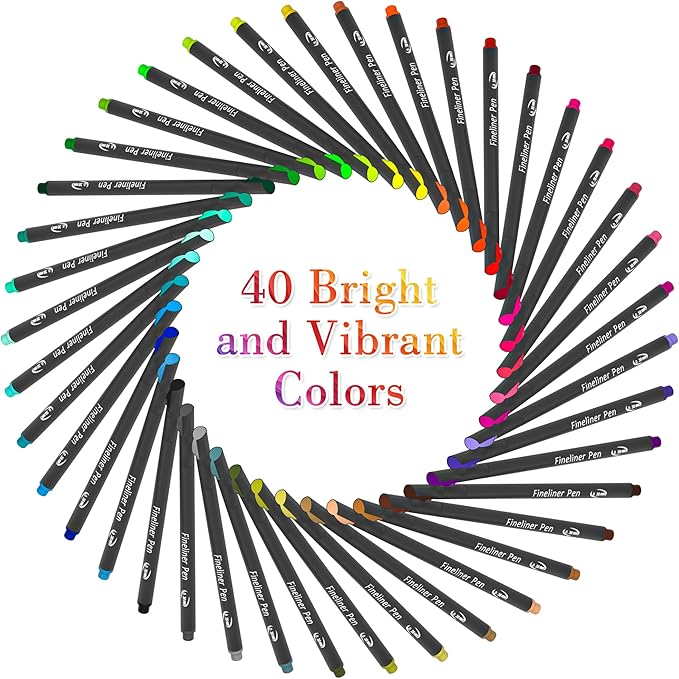 45 Pack Planner Colored Pens, 40 Colors Pens with 5 Stencils, Fineliners for Journal Planner Note Calendar Writing Coloring, Drawing, School Office Art Supplies