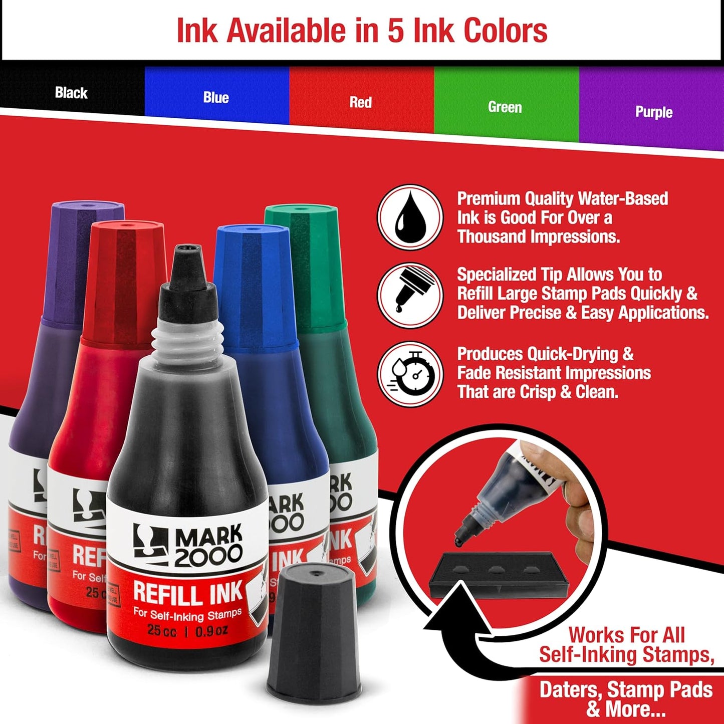 Self-Inking Refill Ink - Blue - 25cc (0.9oz)