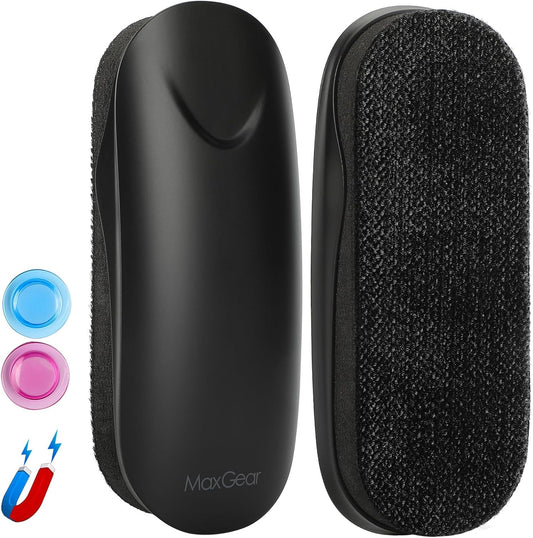 MaxGear Dry Erase Eraser, Magnetic Whiteboard Eraser for Glass Board, Dry Erase Board, Dry Erase Board, Chalkboard Wiper with Built-in Magnet, Teacher Supplies for School, Office, Home, Black, 2 Pack