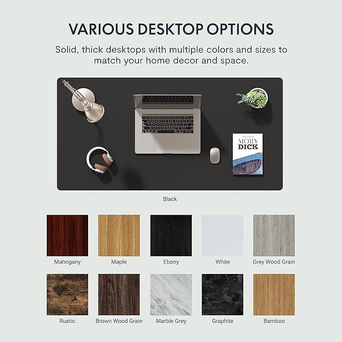 FLEXISPOT EN1 One Piece Standing Desk, 48 x 24 Inch Electric Adjustable Height Desk for Home Office and Computer Workstation (White Frame + Black Top, 2 Packages)