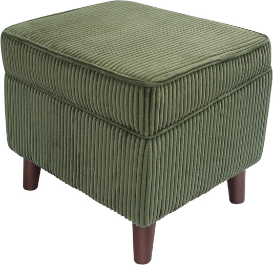 Storage Ottoman with Adjustable Lid, Soft Step Stool, Footrest and Seat, Ottoman Foot Rest for Living Room, Bedroom, Dorm, Green