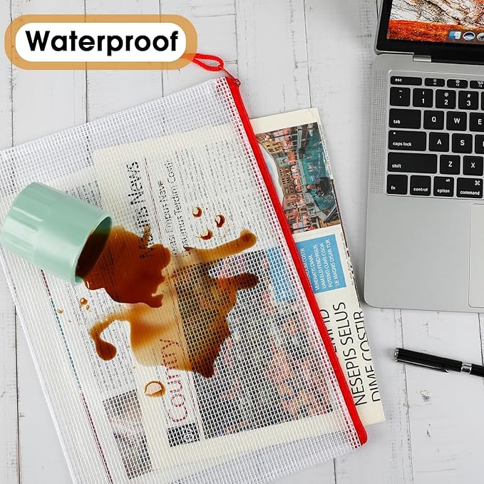 Umriox Mesh Zipper Pouch Bags, A4+A5+A6 (12 Colors, 36 Pack), Mesh Bags with Zipper, Storage Bags, Zipper Bags for Office Supplies Travel Storage