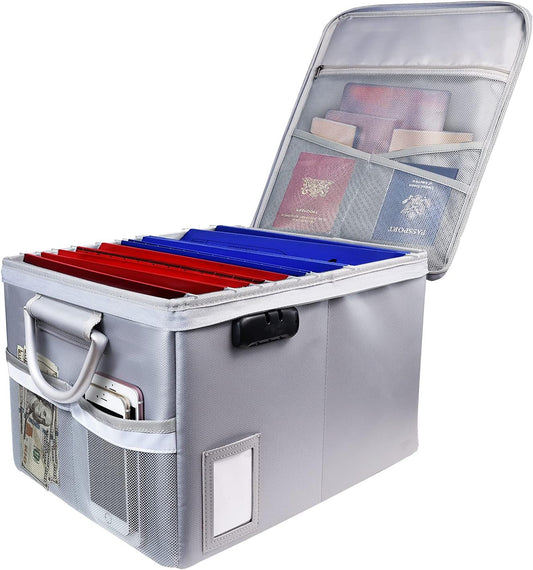 TOMKID Fireproof File Cabinet with Lock, Fireproof Document Organizer Collapsible File Box Filing Cabinet with Handle for Letter Legal Folder Certifications