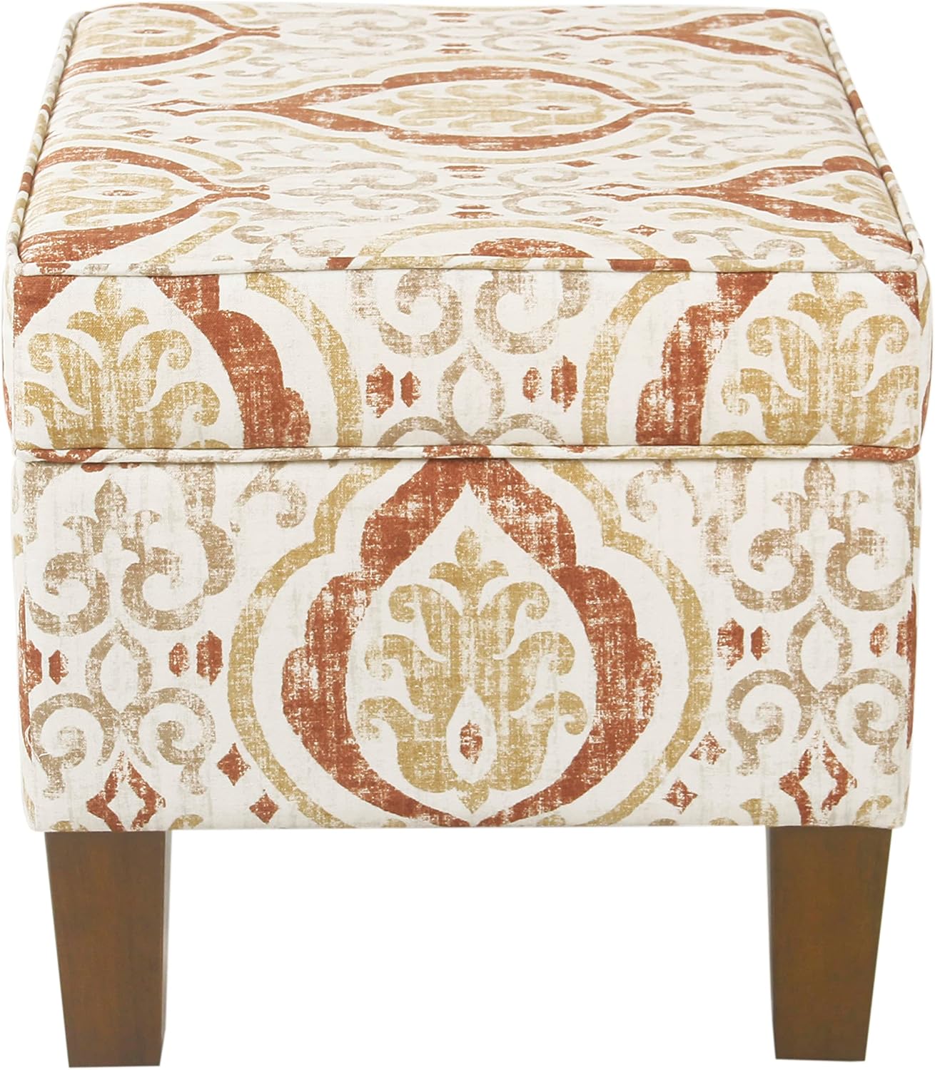 Square Ottoman - Burnt Orange and Cream Medallion