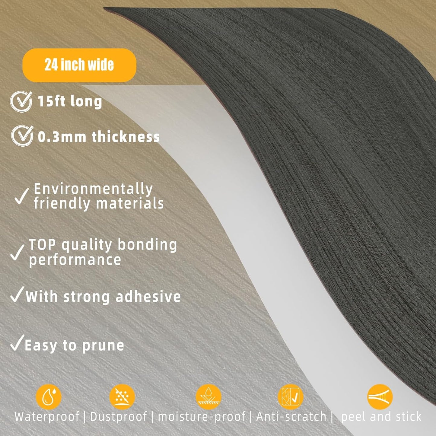 GSCIT Club Dark Walnut Wallpaper, 24 inch X 15ft Self Adhesive Wood Grain Repair Tape Patch for Tables, Chairs, Baseboards, Doors, Windows, Floors, Handicraft DIY.