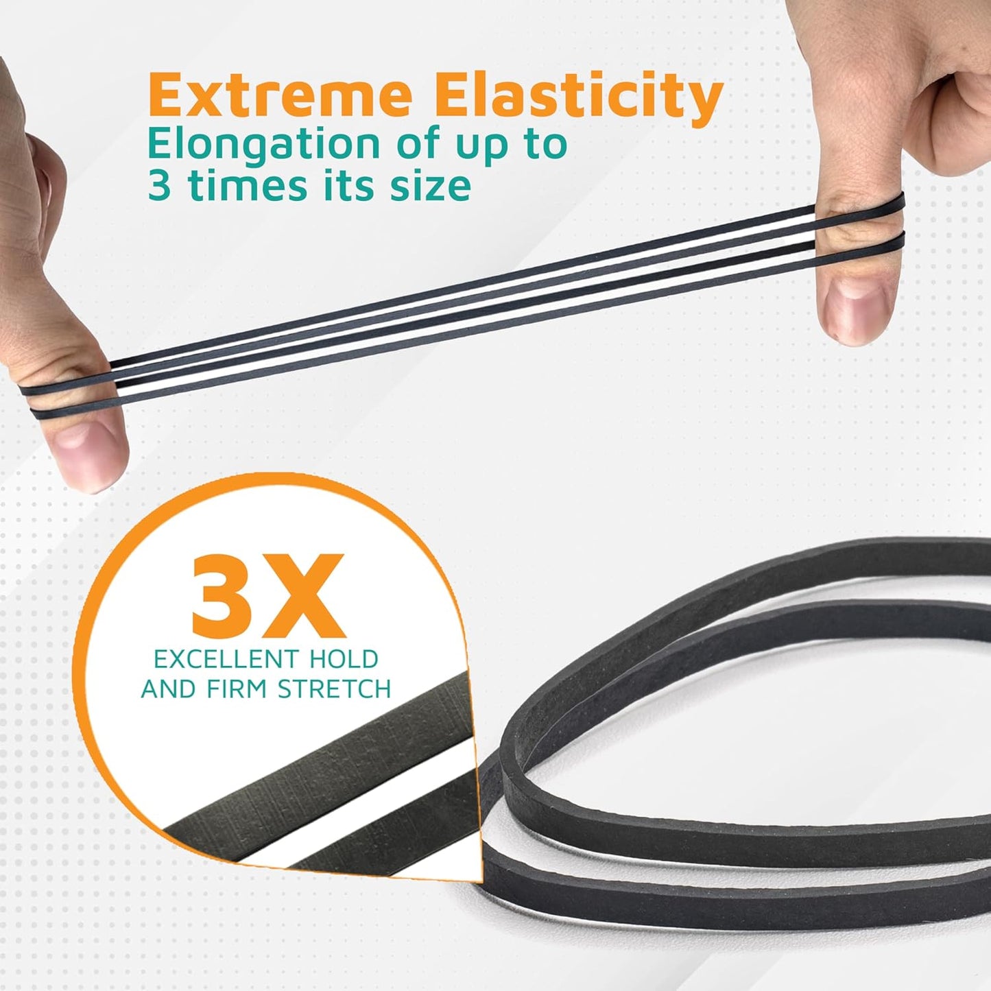 PlasticMill Black Rubber Bands Size 33 (3 1/2" x 1/8") - #33 Rubber Bands Office Supplies - Strong, Elastic Bands for Crafts, Balloon Garland, Cash, File Folders (500-Pack)