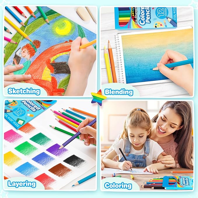 1152 Count Colored Pencils Bulk, 96 Pack Colored Pencils for Kids, Pre-sharpened Coloring Pencils in 12 Vibrant Colors, Bulk School Supplies for Teachers, Classroom Prizes, Drawing Art Supplies