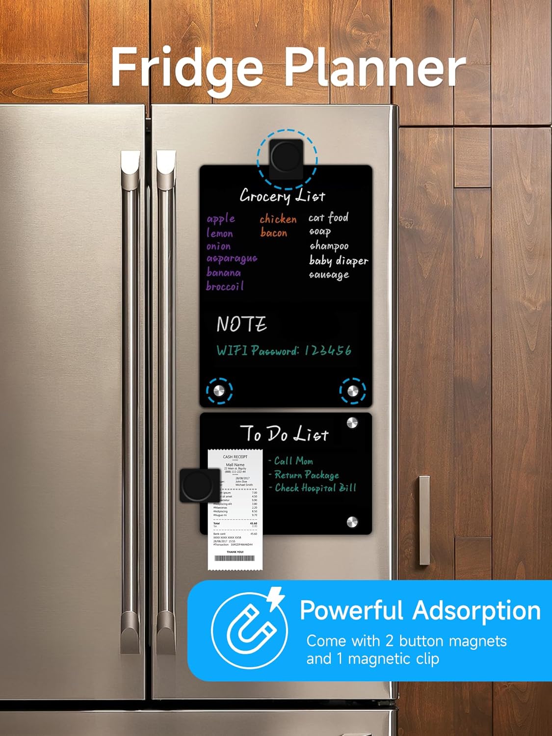 Acrylic Black Dry Erase Board with Stand - 8” x 6” Small Desktop Whiteboard with Marker, Reusable Desk Blackboard, to-Do List, Planner, Memo Clipboard, Menu Board for Office, Home, Bar