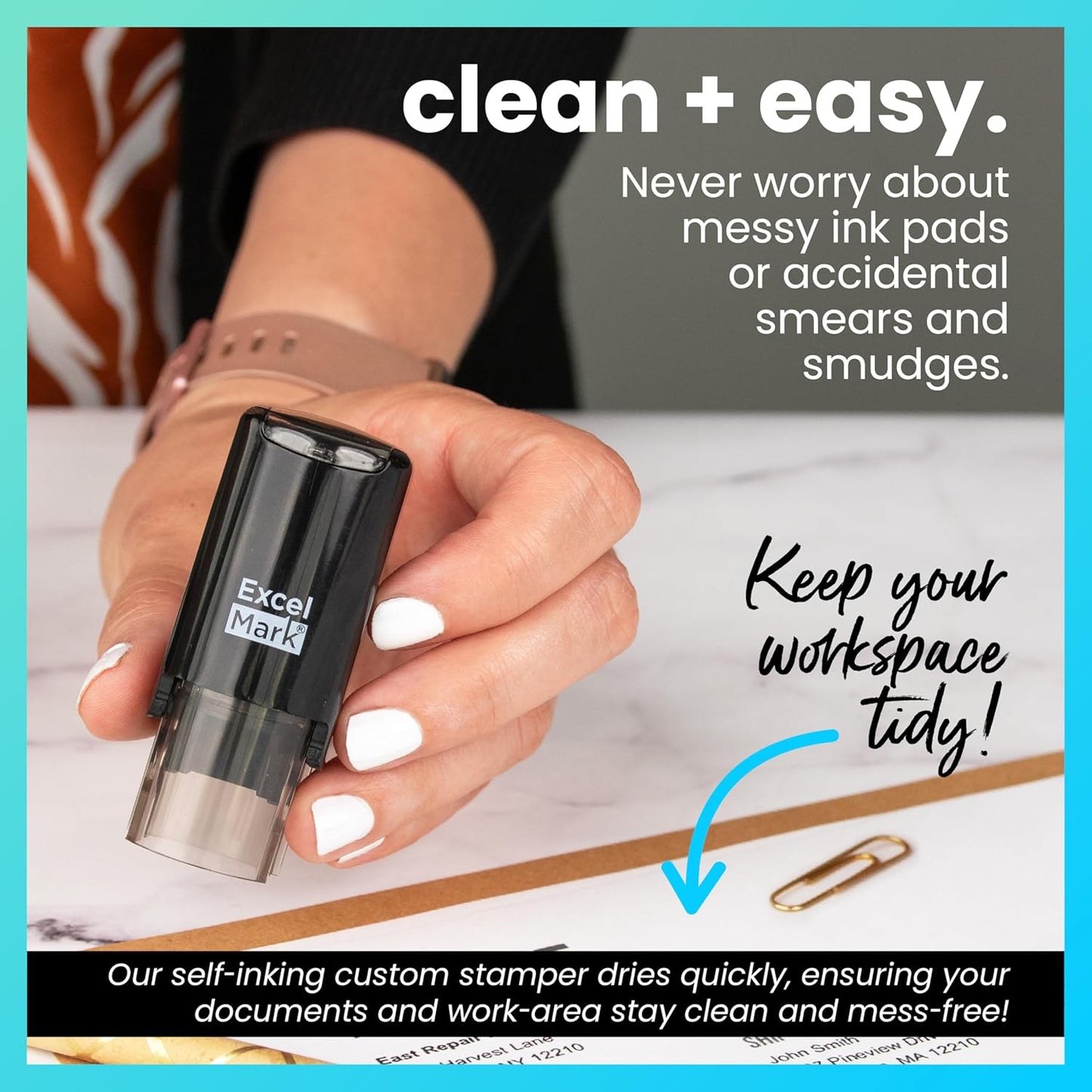 ExcelMark Round Teacher Stamp - Thumbs UP (Solid) - RED Ink