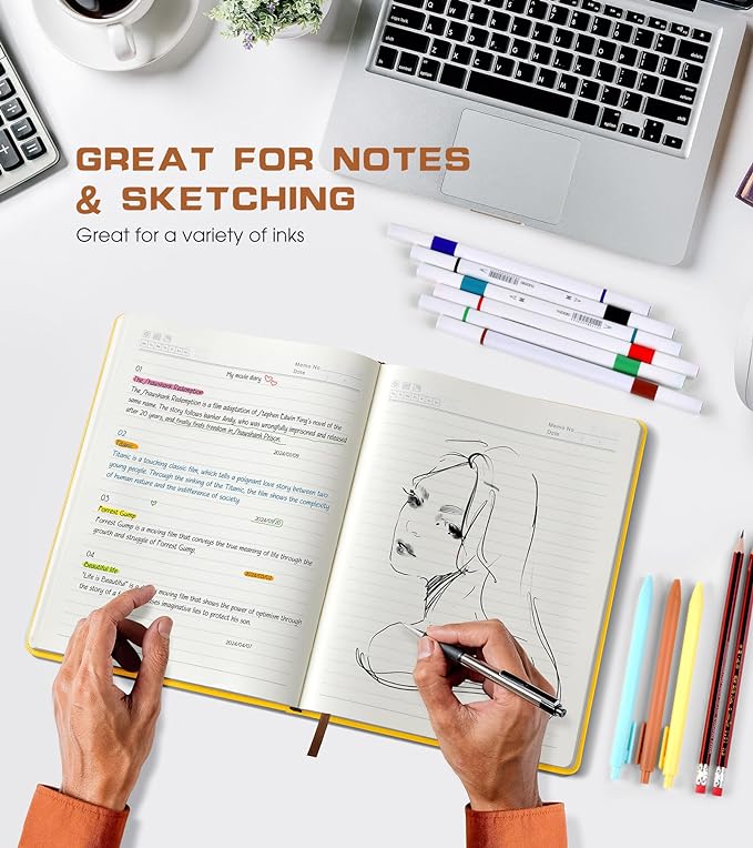 Lined Journal Notebook for Women Men,256 Pages B5 Large Hardcover Leather Journals for Writing,Travel,Business,Work,School,College Ruled Notebooks for Note Taking,Diary Notepad 7.8"×10.2"