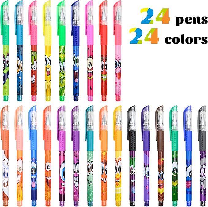 Scentos Scented Gel Pens Set – 24 Pack Neon Colors – Fine Tip Pens for Kids & Adults – Fruity Scents – Fun Art Supplies for Drawing, Coloring, Scrapbooking, Journaling & School
