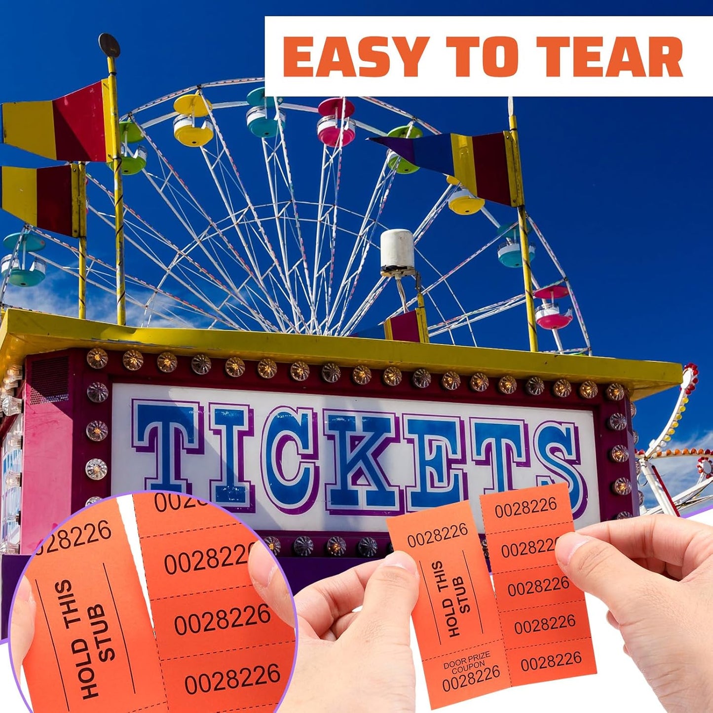 Kosiz 504 Sheets 5 Bid Raffle Ticket with Different Numbers Per Sheet Chinese Auction Tickets for Events Church Basket Auction Silent (Orange)