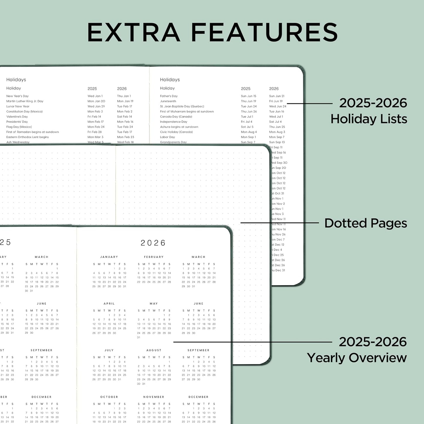 And Per Se Undated Academic Planner, A5 Weekly Calendar Planner, 72 Weeks Hardcover to Track Goals, Teacher Student Planning Book with Monthly Tab Stickers & Back Pocket (Green)