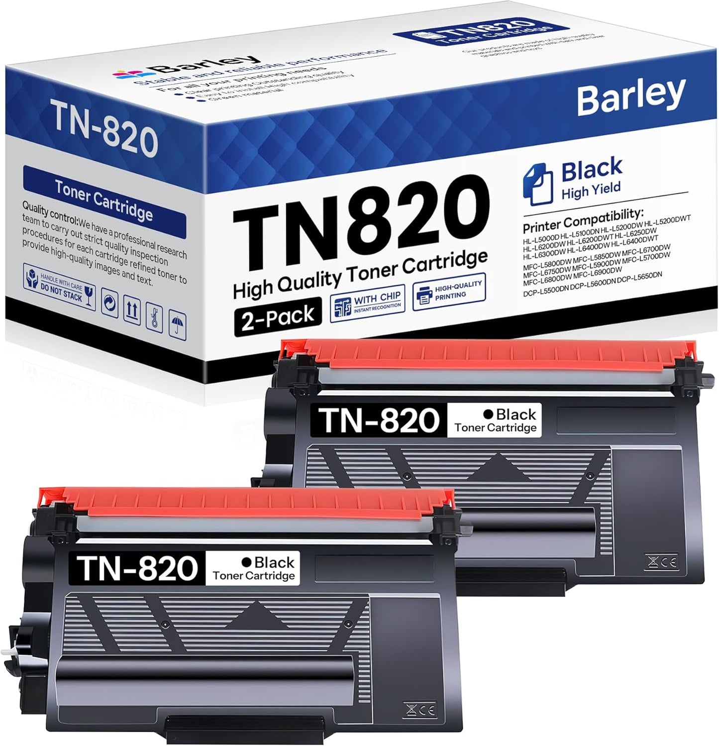 TN820 TN-820 Toner Cartridge Compatible TN820 TN-820 Black Toner Cartridge Replacement for Brother TN820 TN-820 HL-L6200DW MFC-L6800DW MFC-L5900DW MFC-L5850DW Printer Ink (2-Pack).