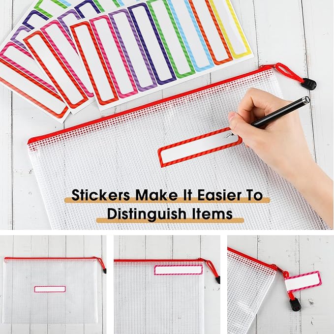 Umriox Mesh Zipper Pouch Bags, A4+A5+A6 (12 Colors, 36 Pack), Mesh Bags with Zipper, Storage Bags, Zipper Bags for Office Supplies Travel Storage