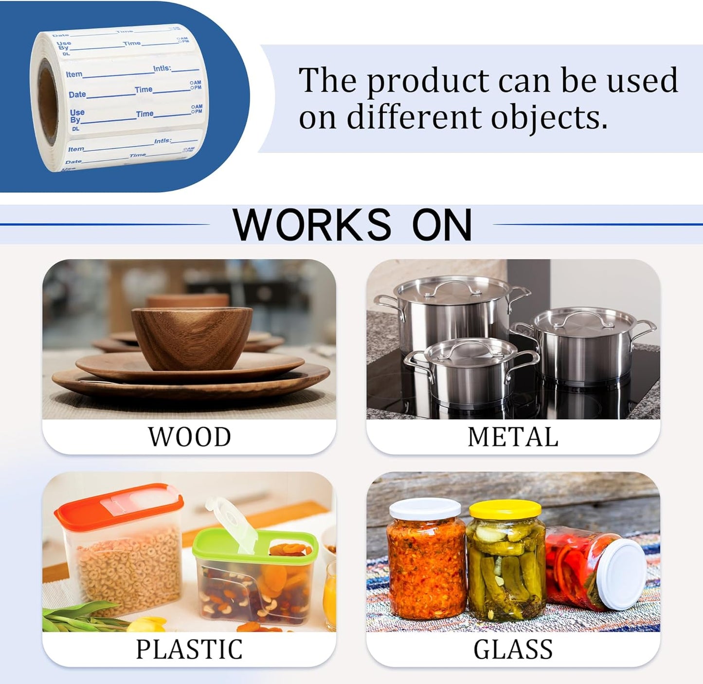 L LIKED Dissolvable Labels, 2x1 Inch, 300 Stickers, Use by Food Rotation Labels for Storage and Container