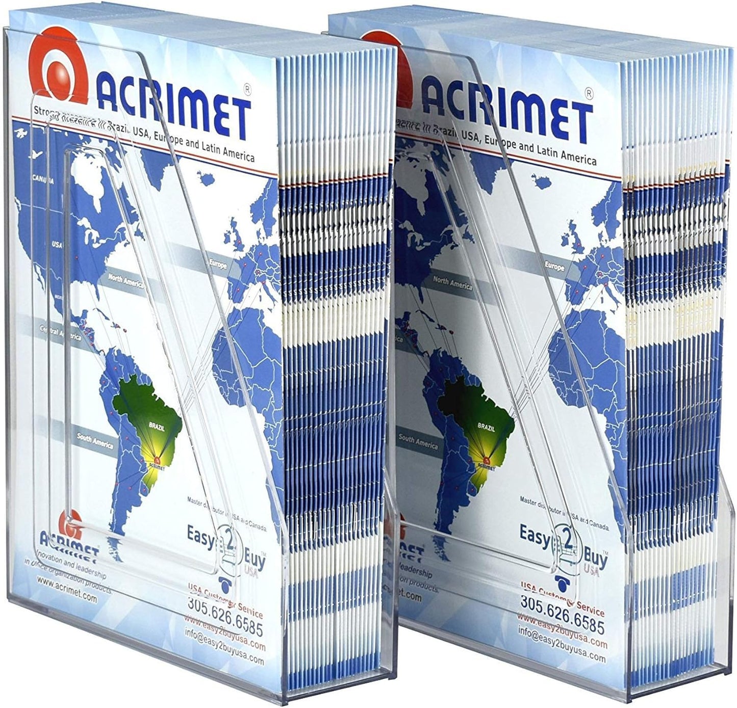 Acrimet Magazine File Holder, Durable Rack, Space-Saving Organizer (Plastic) (Clear Crystal Color) (2 pack)