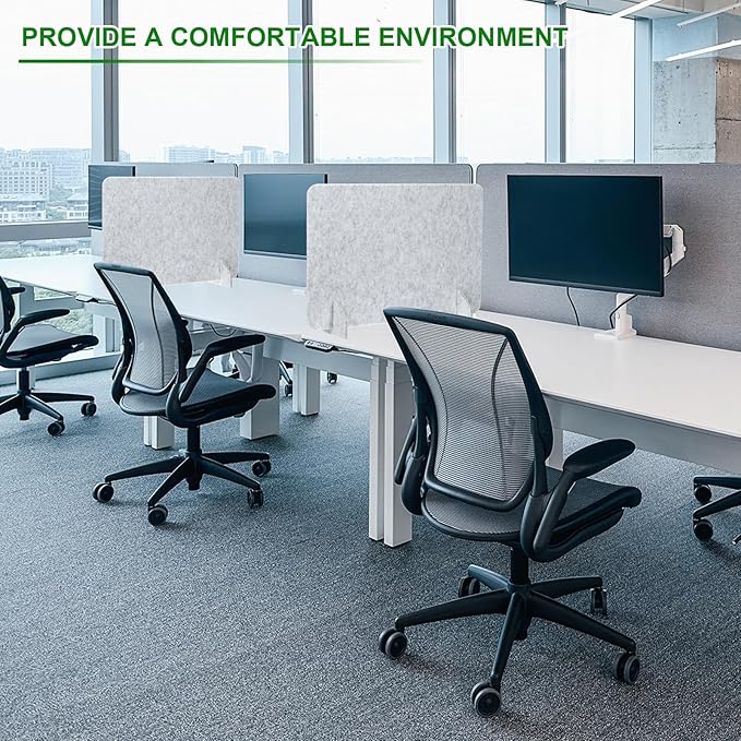 PATIKIL Desk Divider, 2 Set 24 x 16 Inch Acoustic Freestanding Desk Divider Desk Privacy Panel with 4 Pcs Support Feet for Library Office Workstation, Light Grey